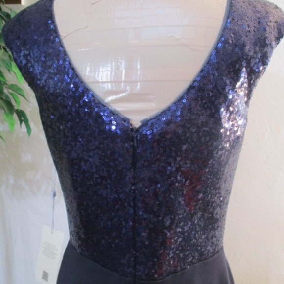 Sexy High slit Sequin Formal Prom Pageant Mother of Bride Dress Party Gown - Picture 9 of 11